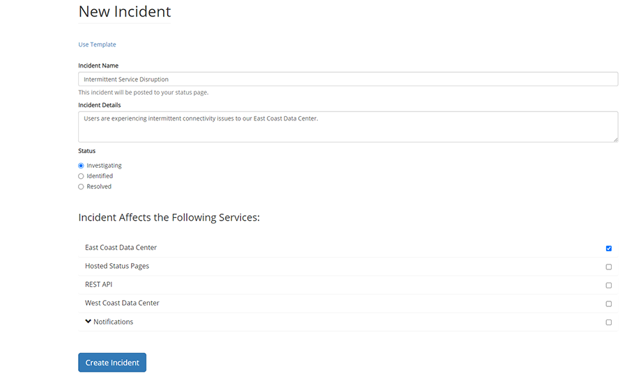 Status Page Incident
